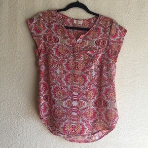 Red Orange Short Sleeve Top